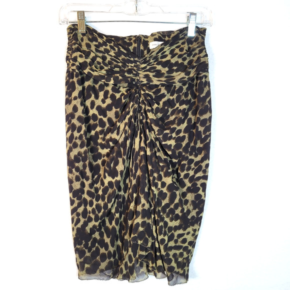 Isabel Marant Etoile Womens Animal Print Ruched Mini Skirt Size 36 Black Y2k